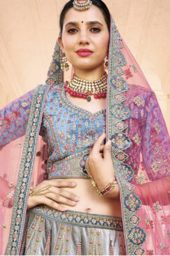 Alternative view of Grey Silk Bridal Lehenga Choli
