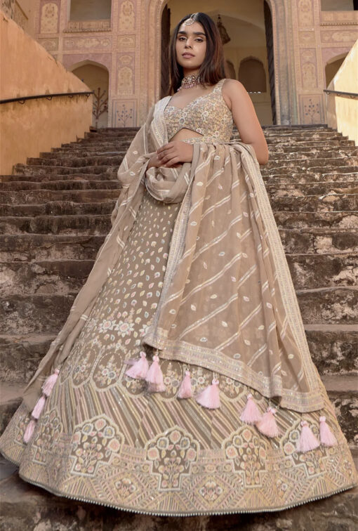 Beige Georgette Lehenga Choli