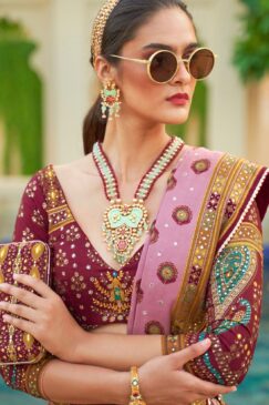 Alternative view of Magenta Smooth Silk Woven Lehenga Choli