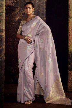 Pale Pink Fancy Fabric Embroidered Wedding Saree