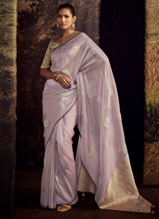 Pale Pink Fancy Fabric Embroidered Wedding Saree