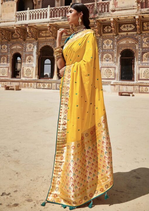 Yellow Fancy Silk Wedding Saree