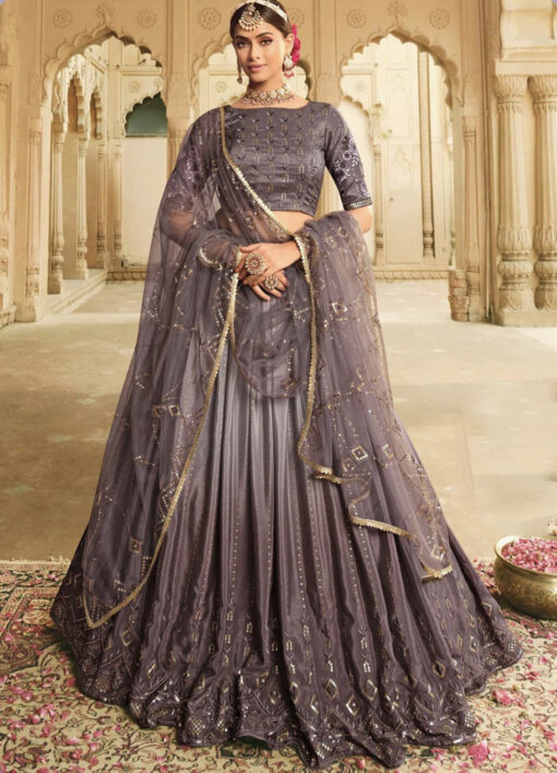 Dusty Purple Silk Lehenga Choli