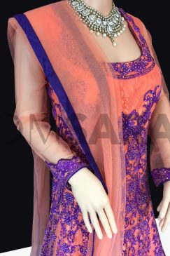 Alternative view of Readymade Heavy Peach And Purple Anarkali Suit