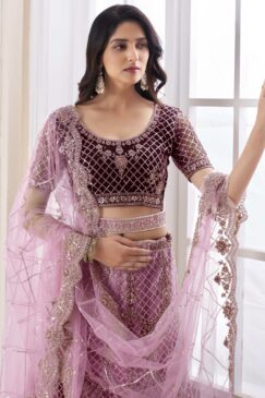 Alternative view of Maroon Heavy Embroidered Bridal Lehenga Choli