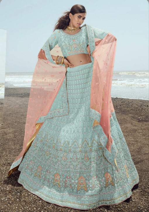 Turquoise Heavy Bridal Lehenga Choli