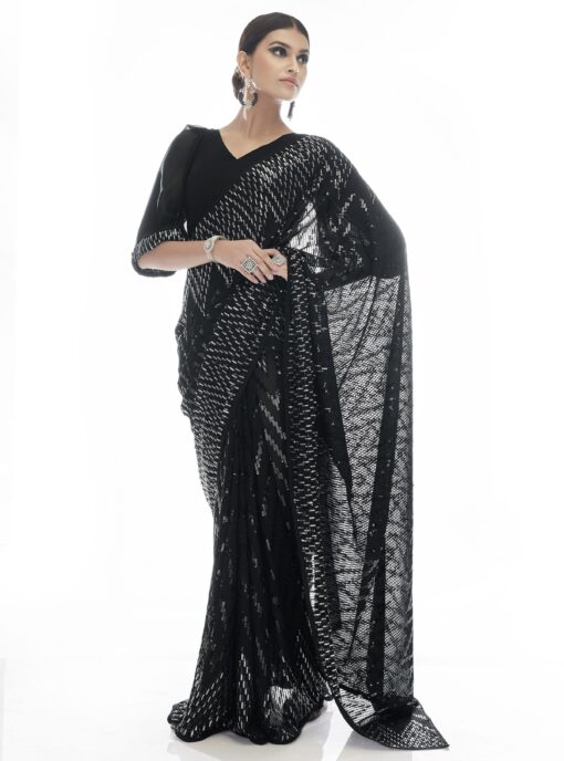 Black Georgette Party Saree