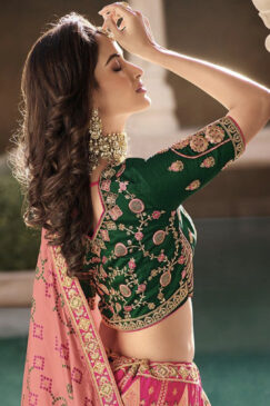 Alternative view of Pink Banarasi Silk Bridal Lehenga Choli