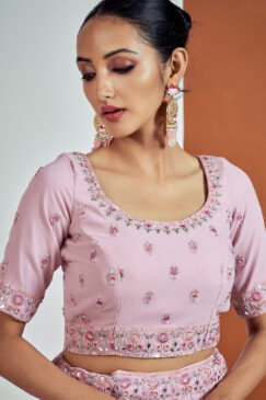 Alternative view of Pink Embroidered Party Wear Lehenga Choli