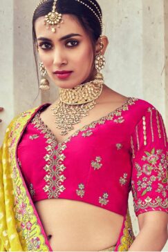 Alternative view of Lemon Yellow Silk Lehenga Choli
