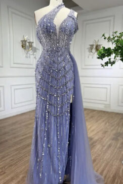 Cross Halter Neck Embellished Mermaid Evening Gown