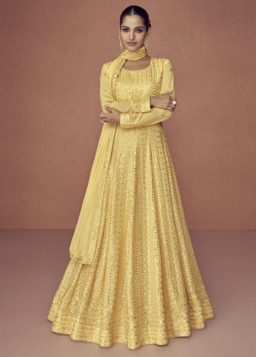 Yellow Embroidered Anarkali Suit