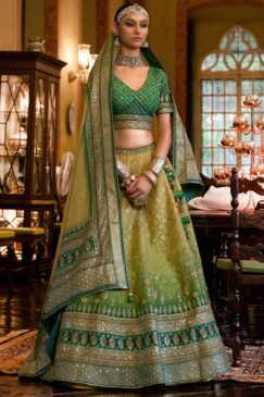 Green Rajwadi Silk Woven Lehenga Choli