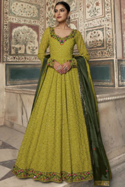 Green Embroidered Anarkali Suit