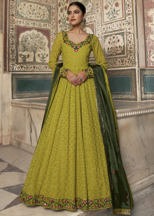 Green Embroidered Anarkali Suit