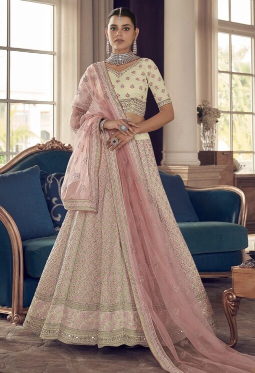 White Art Silk Bridal Lehenga Choli