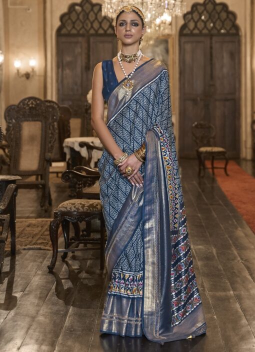 Blue Patola Silk Designer Saree