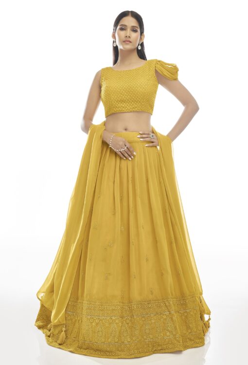 Mustard Georgette Lehenga Choli