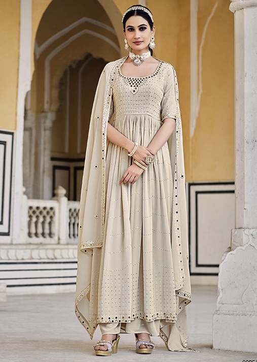 Beige designer anarkali suit sale