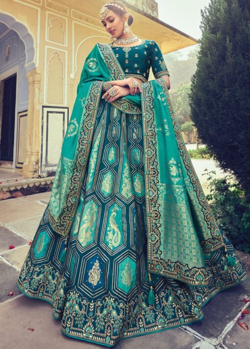 Blue Silk Lehenga Choli