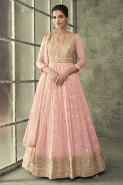 Pink Embroidered Anarkali Suit