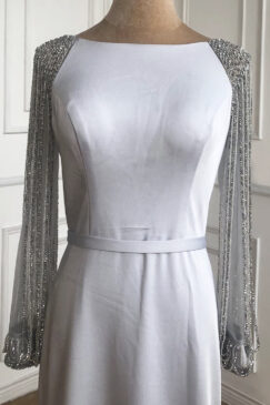 Alternative view of Grey White Diamond Sleeve Wedding Dress
