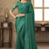 Green Fancy Silk Saree With Designer Blouse