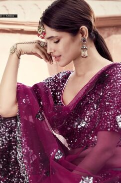 Alternative view of Wine Sequinned Lehenga Choli