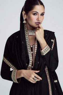 Alternative view of Black Silk Frock Style Salwar Suit