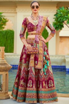 Magenta Smooth Silk Woven Lehenga Choli