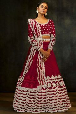 Red Embroidered Sangeet Lehenga Choli