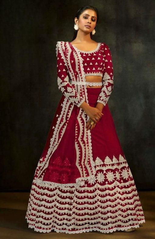 Red Embroidered Sangeet Lehenga Choli