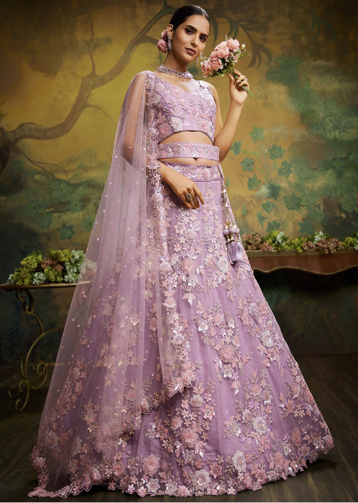 Light purple bridal clearance lehenga
