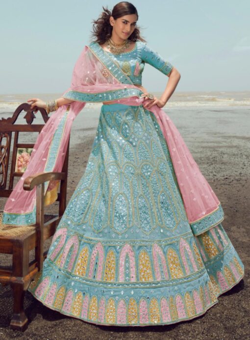 Turquoise Heavy Bridal Lehenga Choli