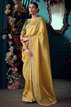 Yellow Pure Silk Wedding Saree
