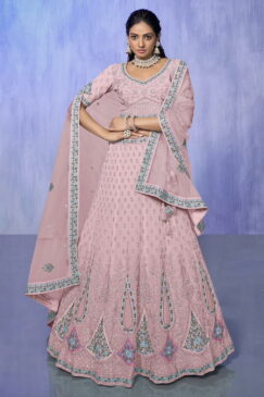 Pink Heavy Embroidered Bridal Lehenga Choli