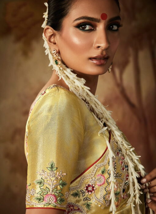 Yellow Kanjivaram Silk Readymade/Easy Saree