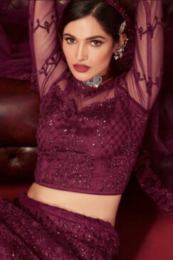 Alternative view of Purple Net Bridal Lehenga Choli