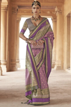 Lilac Traditional Silk Saree
