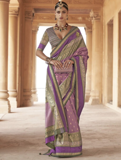Lilac Traditional Silk Saree