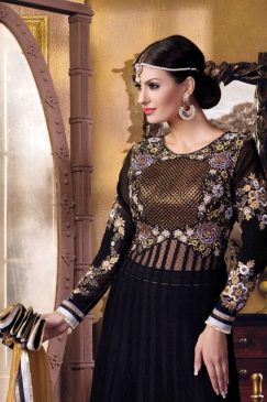 Alternative view of Black Designer Anarkali Dress