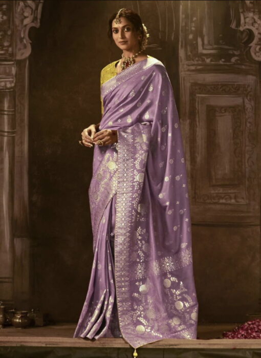 Purple Dola Silk Wedding Saree