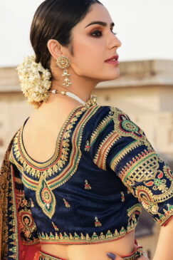 Alternative view of Red Art Silk Embroidered Wedding Saree