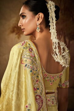 Alternative view of Yellow Kanjivaram Silk Wedding Saree