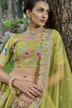 Alternative view of Lime Green Silk Bridal Lehenga Choli