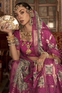 Alternative view of Pink Traditional Silk Saree