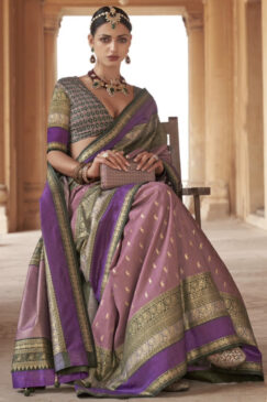 Alternative view of Lilac Traditional Silk Saree