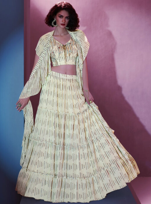 Off White Sangeet Party Wear Lehenga Choli