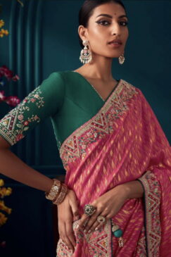 Alternative view of Dark Pink Pure Silk Wedding Saree