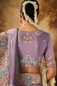 Alternative view of Purple Kanjivaram Silk Wedding Saree